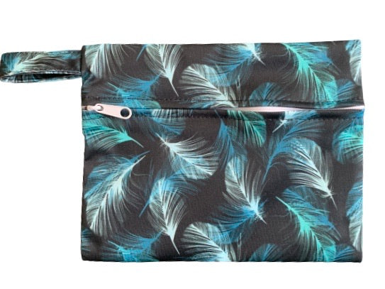 Mini Wet Bag, Blue Feather